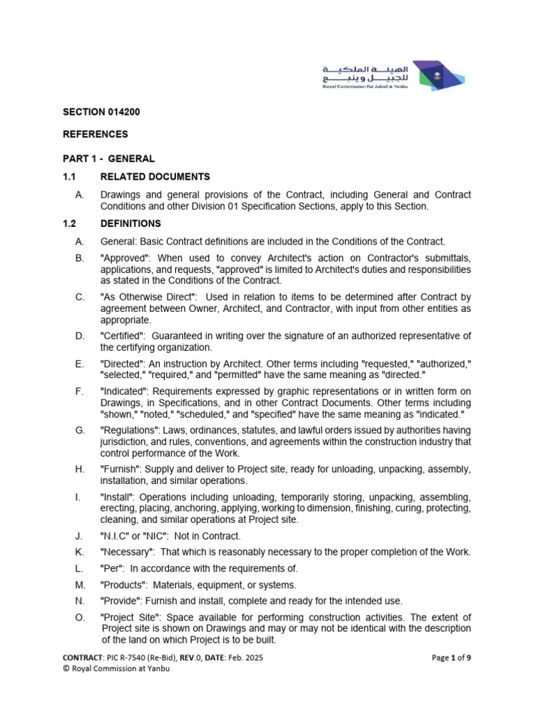 Contract References and Definitions Guide | PDF | Specification ...