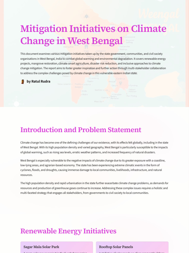 Mitigation Initiatives On Climate Change in West Bengal | PDF | Climate ...