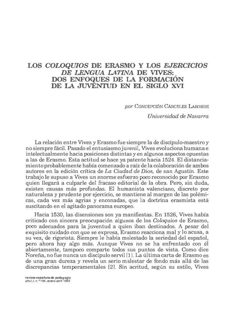 7 Los Coloquios de Erasmo y Los Ejercicios de Lengua Latina de Vives ...