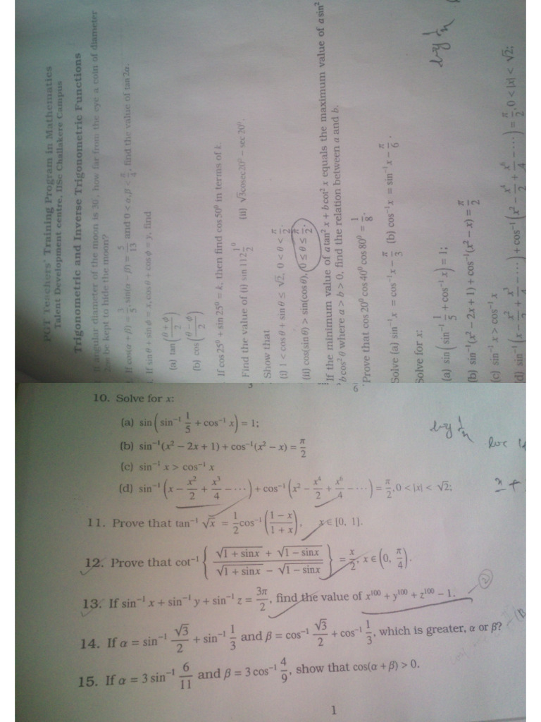 maths question of teachers training iit | PDF