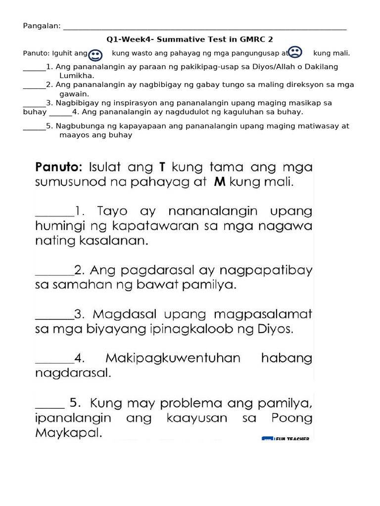 Q1 Week 4 Summative Test | PDF