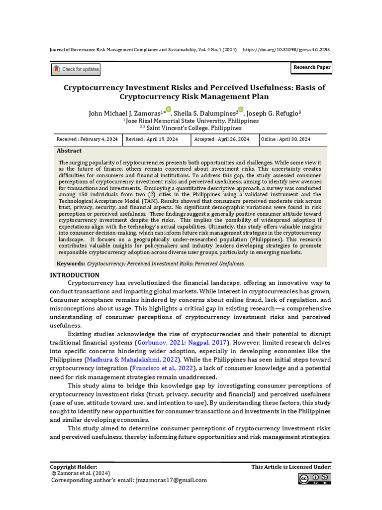 Cryptocurrency_Investment_Risks_and_Perceived_Usef | PDF | Cryptocurrency |  Survey Methodology