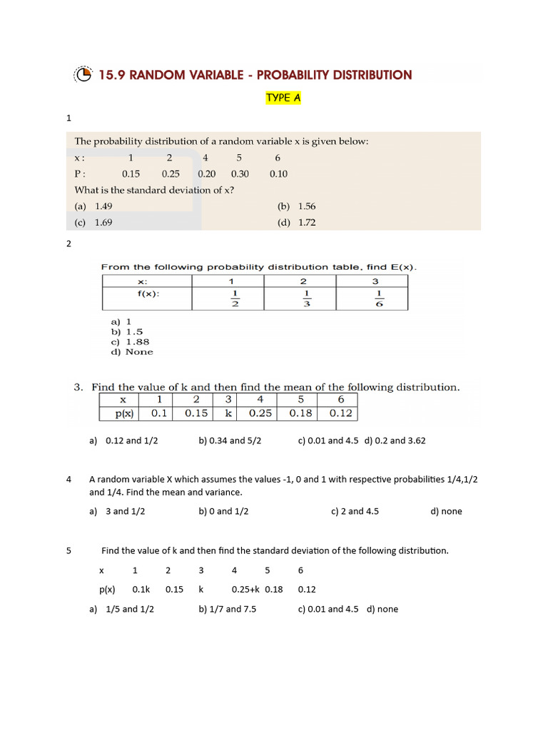 Probability Distribution Problems and Solutions | PDF