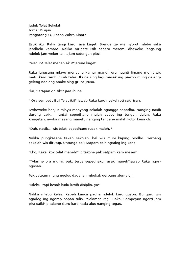 Raka dan Tantangan Telat Sekolah | PDF