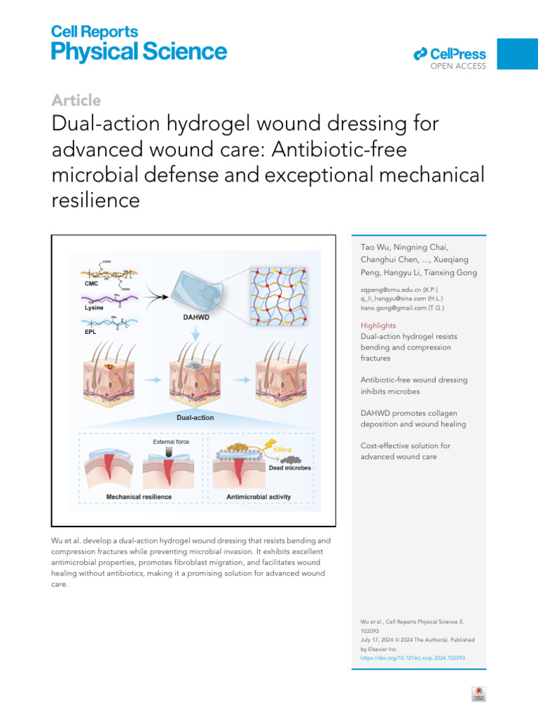 Dual-Action Hydrogel for Wound Care | PDF | Healing | Wound
