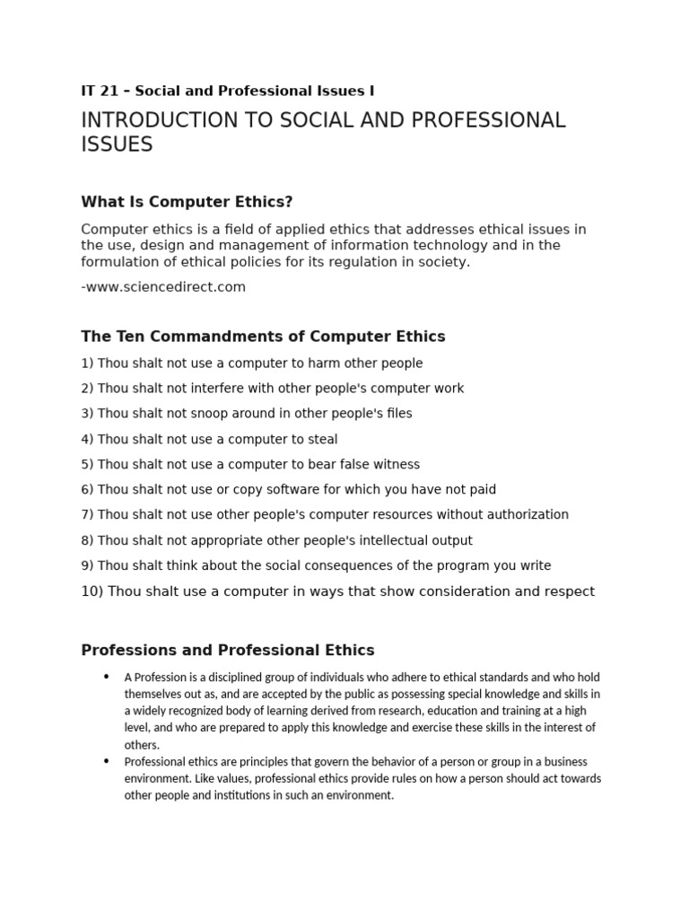 Computer Ethics and Professional Standards | PDF | Professional Ethics ...