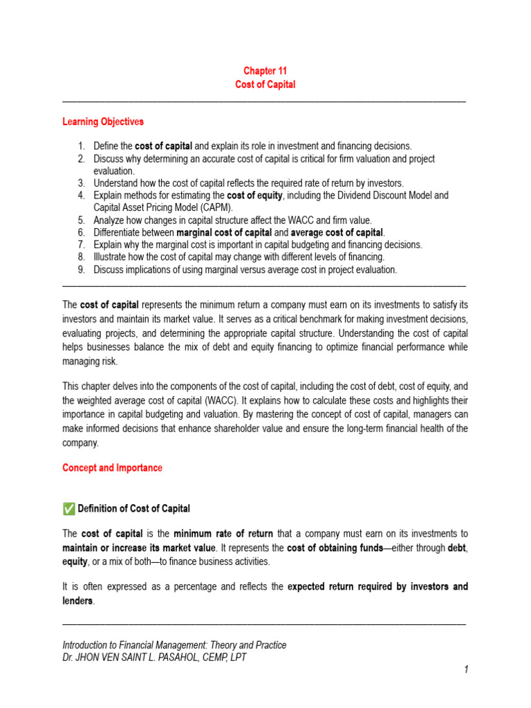 Understanding Cost of Capital Essentials | PDF | Cost Of Capital ...