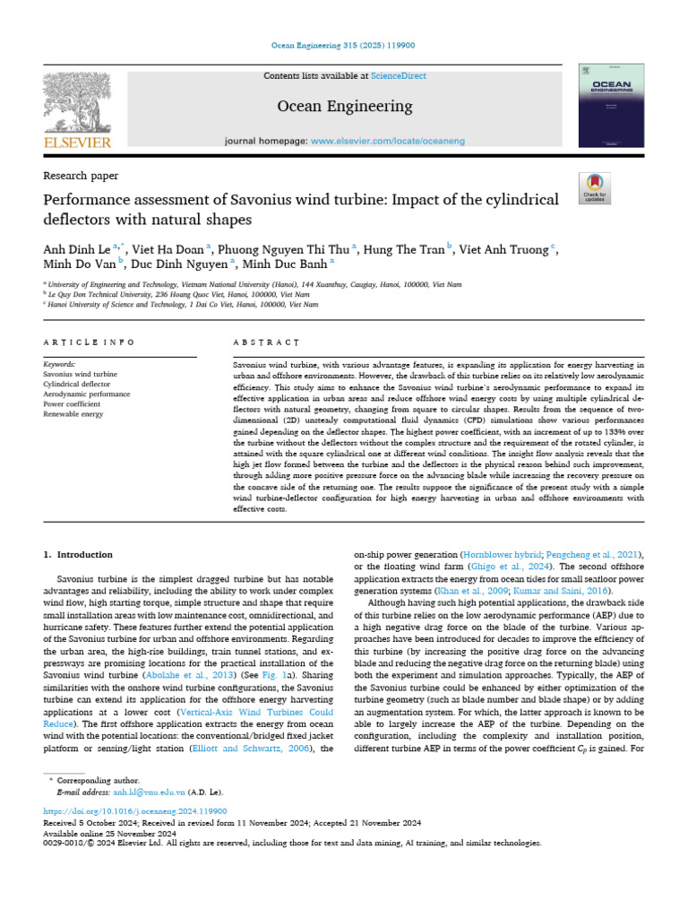 Savonius Wind Turbine Performance Boost | PDF | Fluid Dynamics | Turbulence