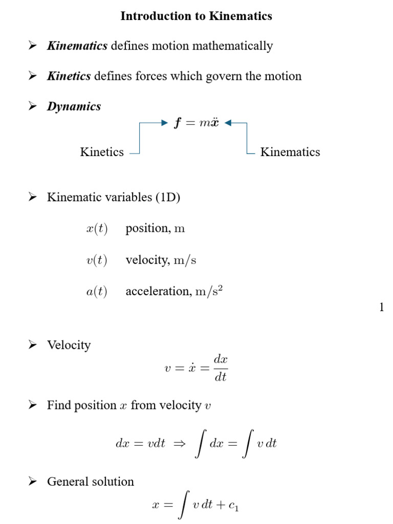 Kinematics and Dynamics Fundamentals | PDF | Kinematics | Acceleration