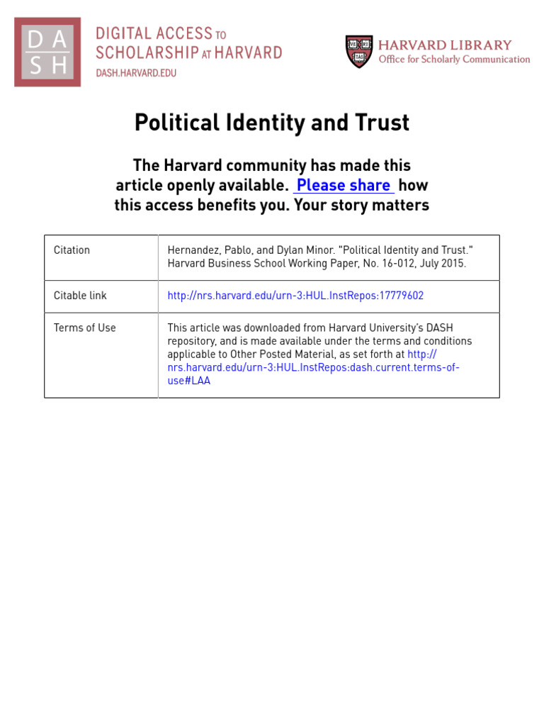 Impact of Political Identity on Trust | PDF | Stereotypes | Experiment