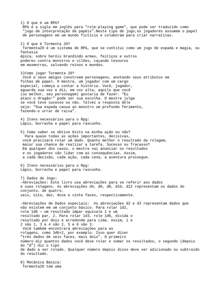 Guia Prático de Tormenta 20 RPG | PDF | Jogos de RPG