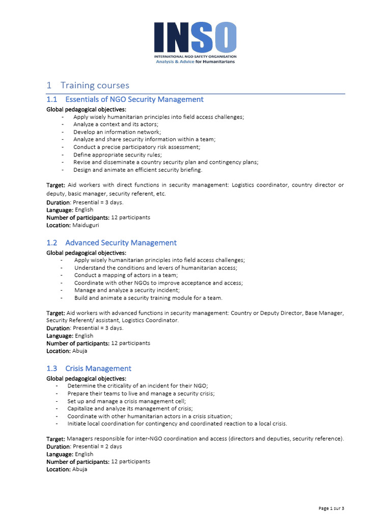 202201_INSO Nigeria - Course Description | PDF | Non Governmental ...