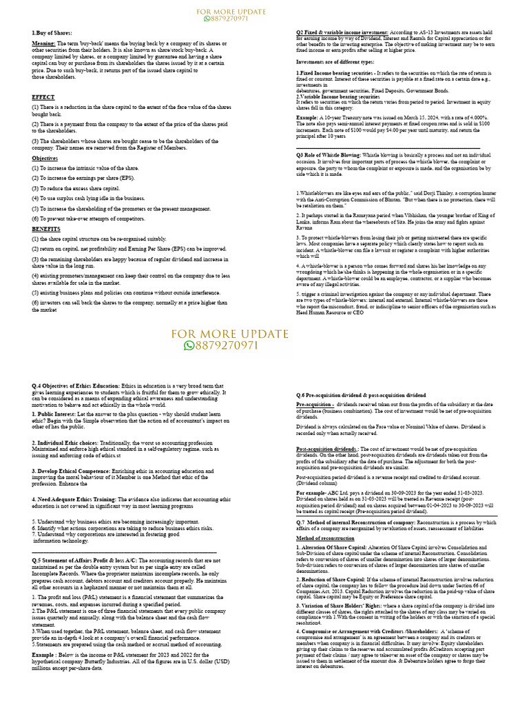 Fa Sem 5 at Kt Short Notes April 2024 Per Page 4 | PDF | Equity ...