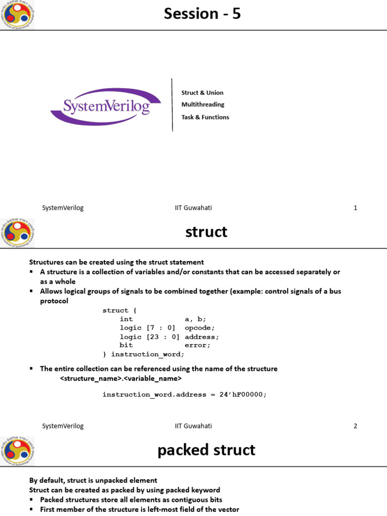 SystemVerilog Structures and Tasks Guide | PDF | Parameter (Computer ...