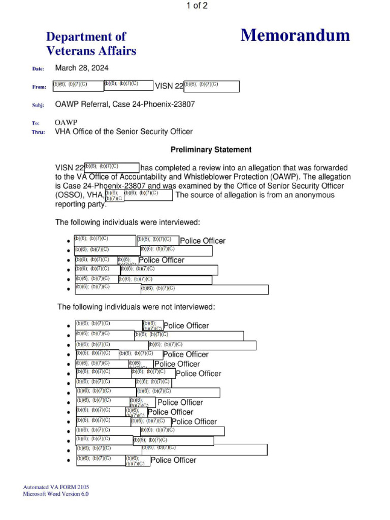 VA Police Compliance Investigation Report | PDF | Law Enforcement ...