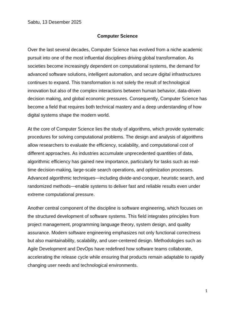 Evolution of Computer Science and Its Impact | PDF | Industrial ...