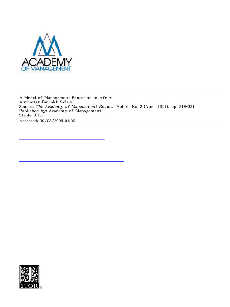 A Model of Management Education in Africa | PDF | University