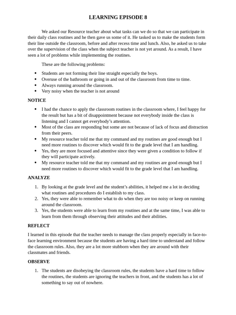 Classroom Routines and Management Challenges | PDF | Classroom | Teachers