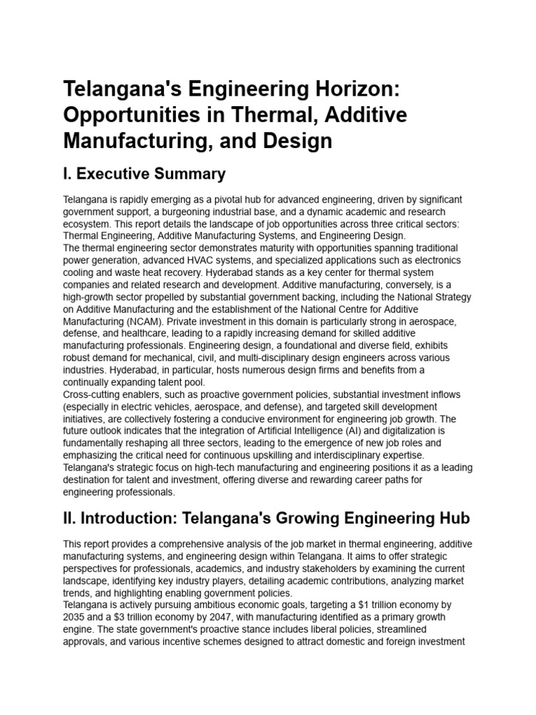 Telangana Engineering Job Opportunities | PDF | 3 D Printing | Engineering