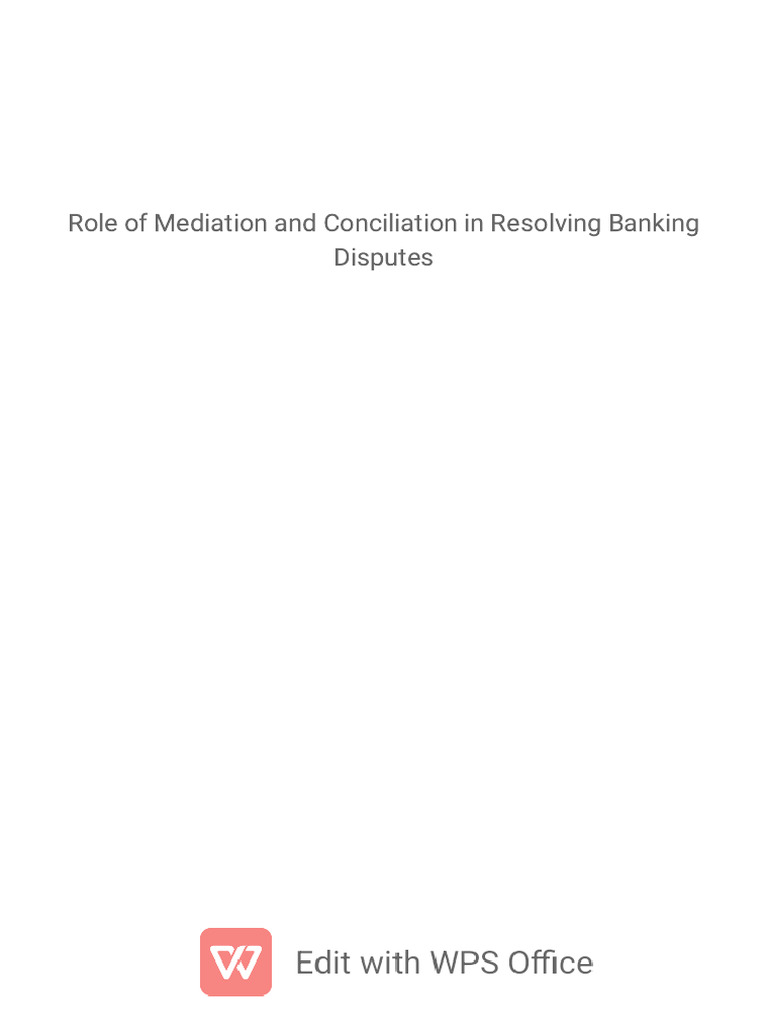 Mediation in Banking Dispute Resolution | PDF | Alternative Dispute ...