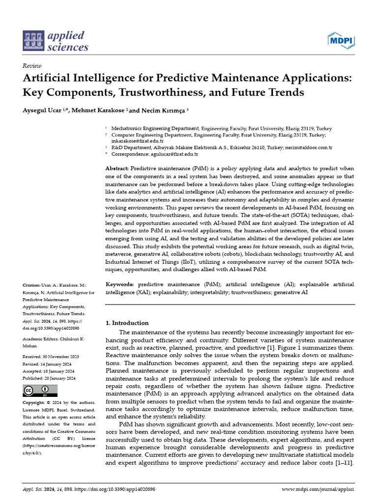 AI in Predictive Maintenance: Trends & Trustworthiness | PDF ...