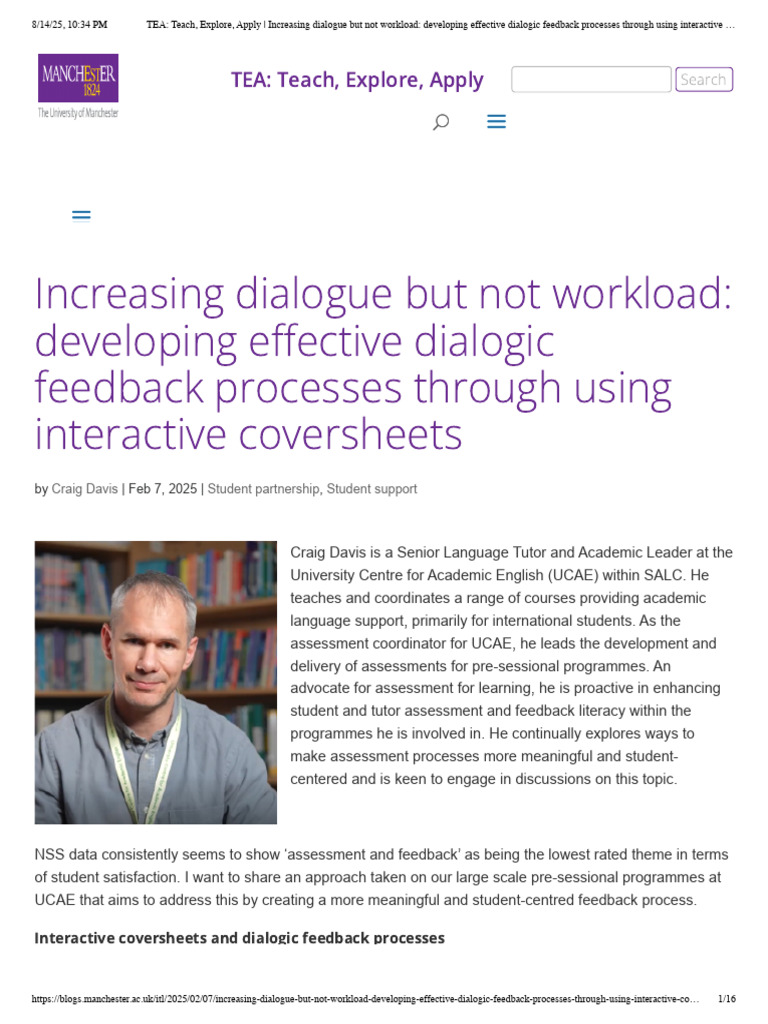 Developing effective dialogic feedback processes | PDF | Learning ...