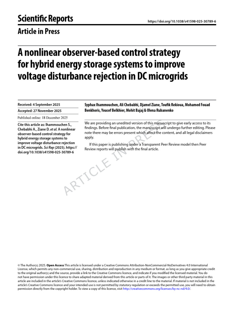 A Nonlinear Observer Based Control Strategy for Hybrid Energy Storage ...
