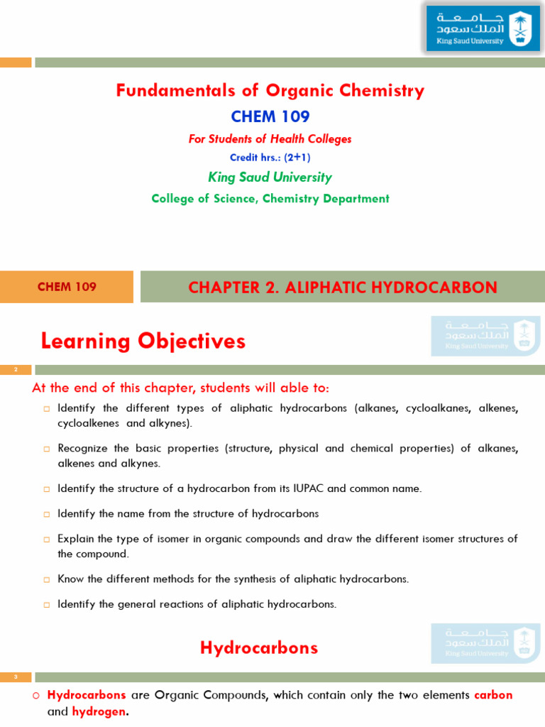 Aliphatic Hydrocarbons Overview | PDF | Alkene | Alkane