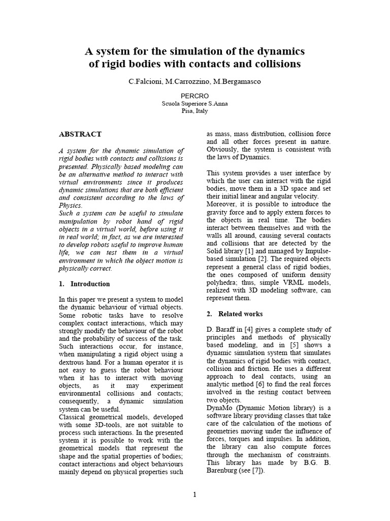 Rigid Body Dynamics Simulation System | PDF | Force | Eigenvalues And ...