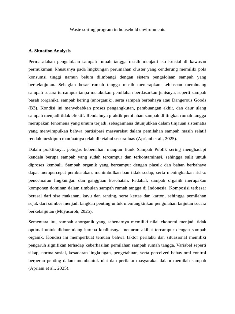 Waste Sorting Program in Household Environments | PDF