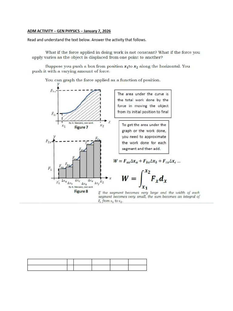 Work Calculation in Physics Activity | PDF