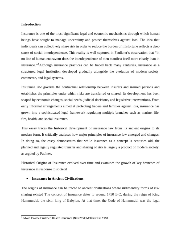Evolution of Insurance Law Through History | PDF | Insurance | Indemnity
