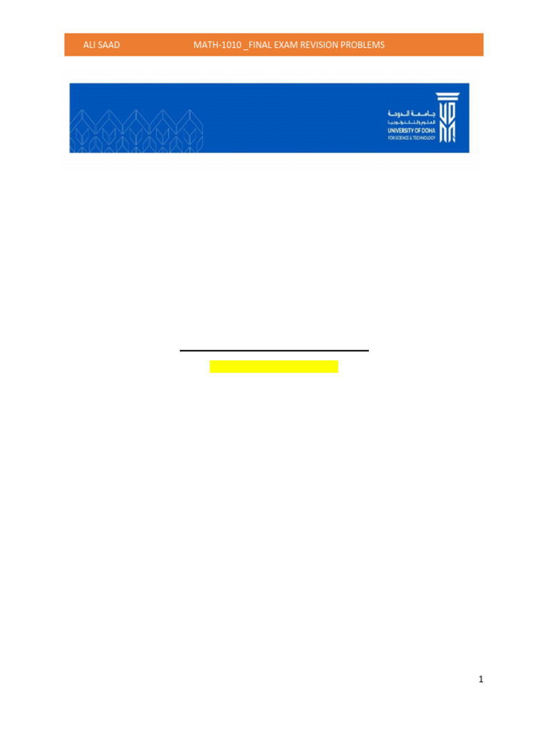 Math 1010 Final Exam Revision Guide | PDF | Trigonometric Functions ...