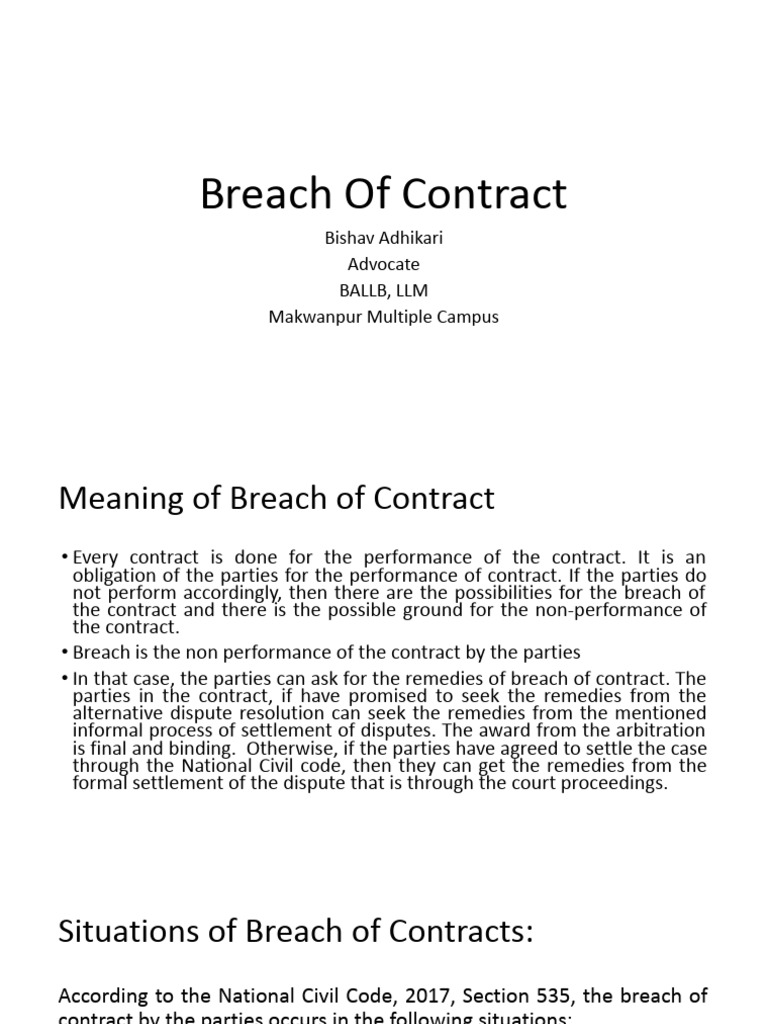 Understanding Breach of Contract Types | PDF | Breach Of Contract | Damages