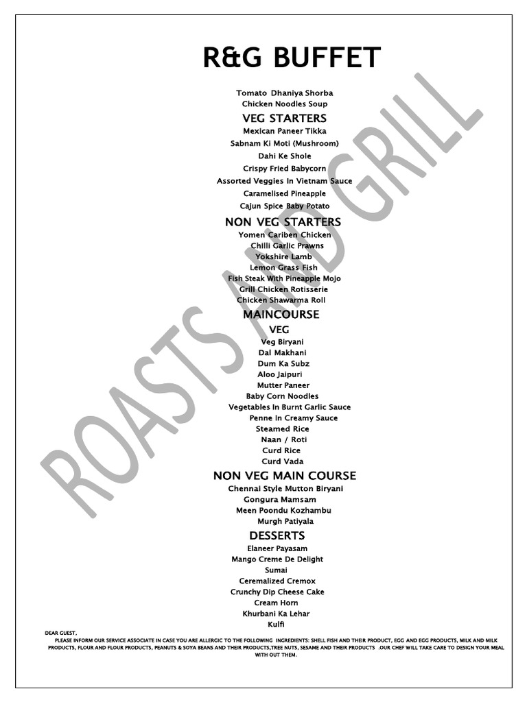 Rng Sample Menu | PDF | European Cuisine | Food And Drink Preparation