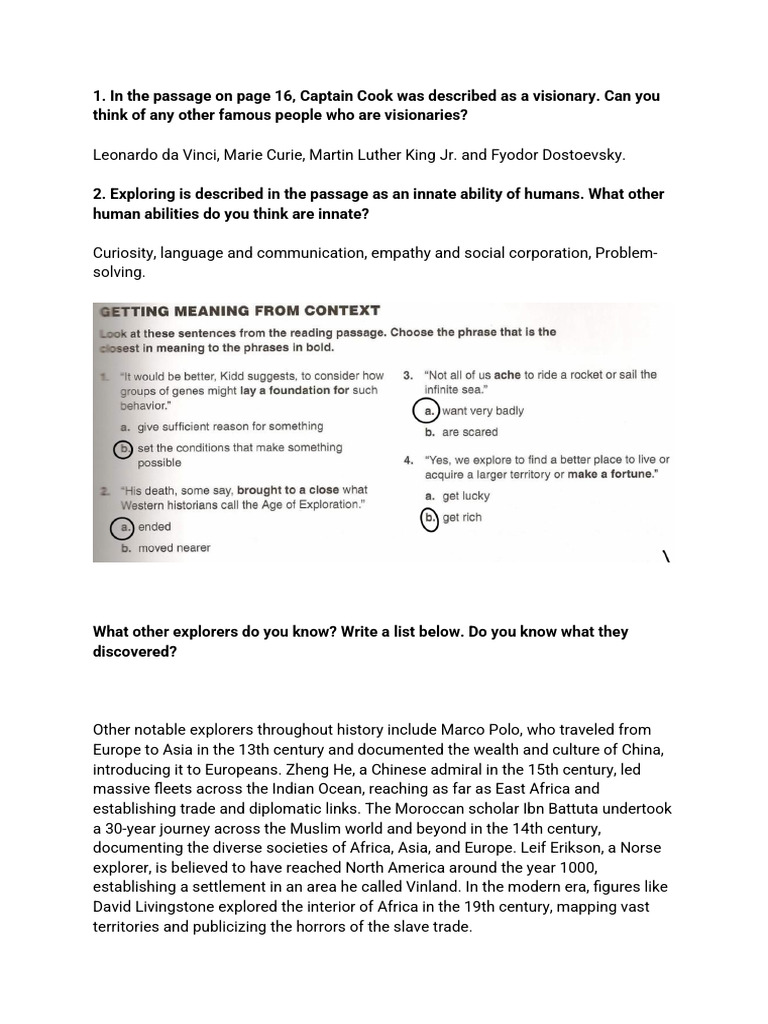Notable Explorers and Their Motivations | PDF