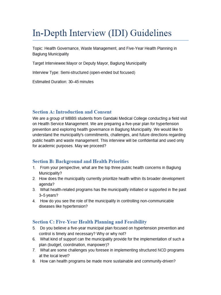 IDI Guidelines Mayor Health Waste Baglung | PDF | Waste | Waste Management