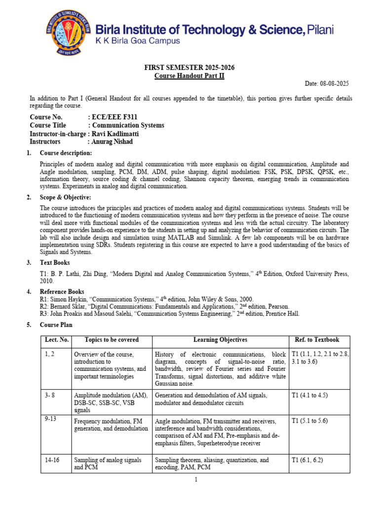 Communication Systems Course Overview | PDF | Frequency Modulation ...