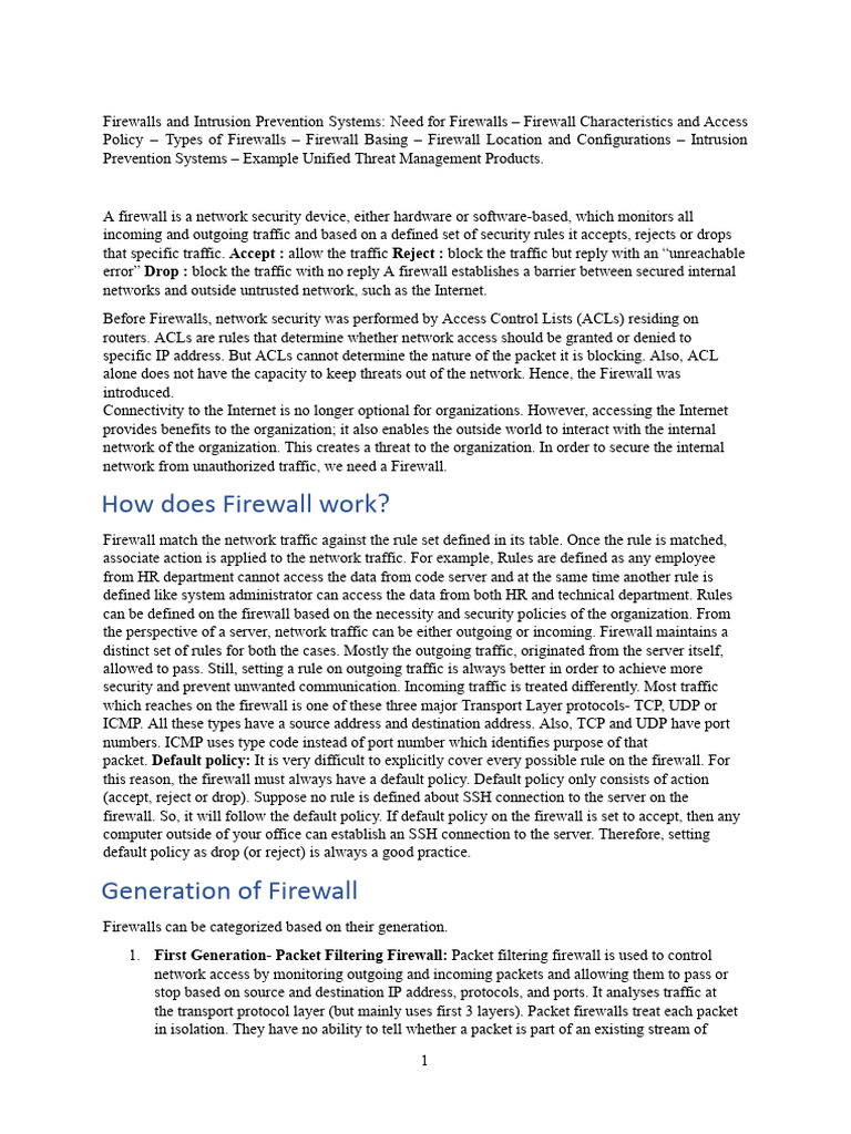 Understanding Firewalls and IPS Systems | PDF | Firewall (Computing ...