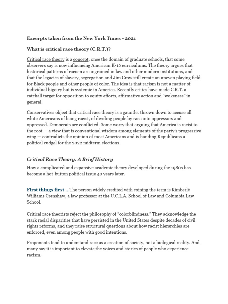 Understanding Critical Race Theory | PDF | Critical Race Theory | Race ...