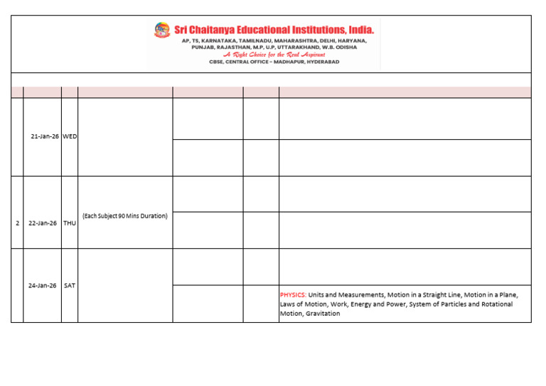 Cbse All Jr's Board Rev Ut-01 Exam Dates | PDF | Chemistry | Physics