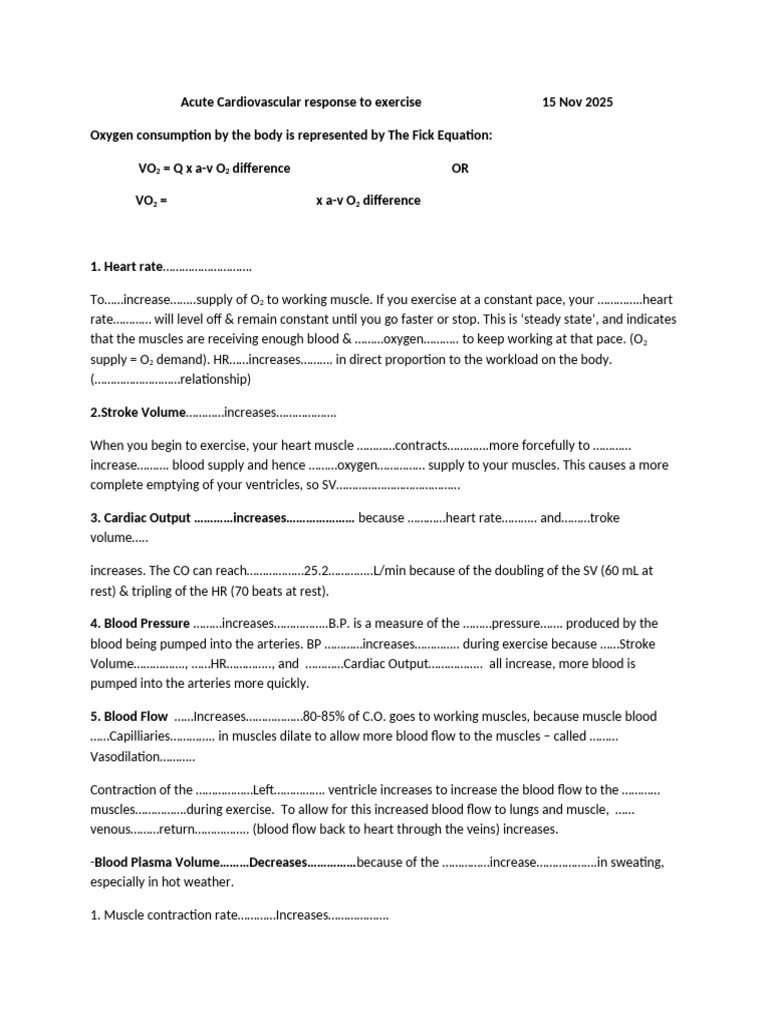 Cardio Vascular Respiratory Response To Exercise 1 Dec 2025 | PDF ...