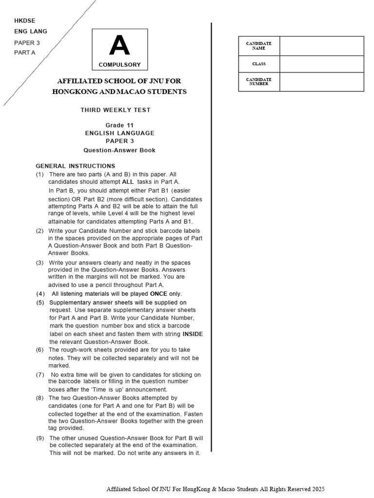 3rd Weekly Test p3 Parta Qab | PDF | Communication | Human Communication