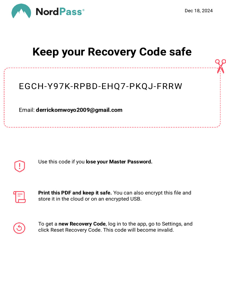 Secure Your Recovery Code Instructions | PDF