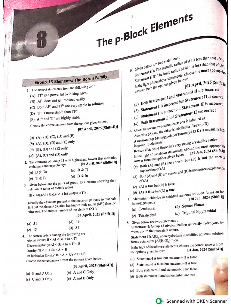 8) P - Block Elements | PDF
