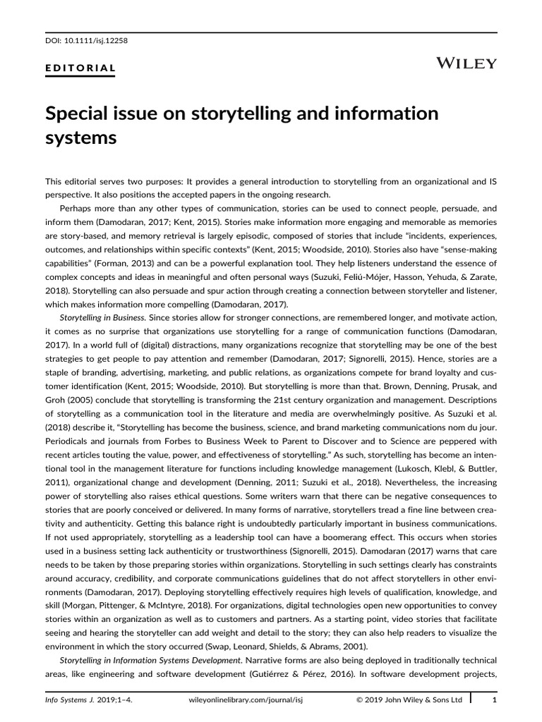 Storytelling in Information Systems | PDF | Storytelling | Communication