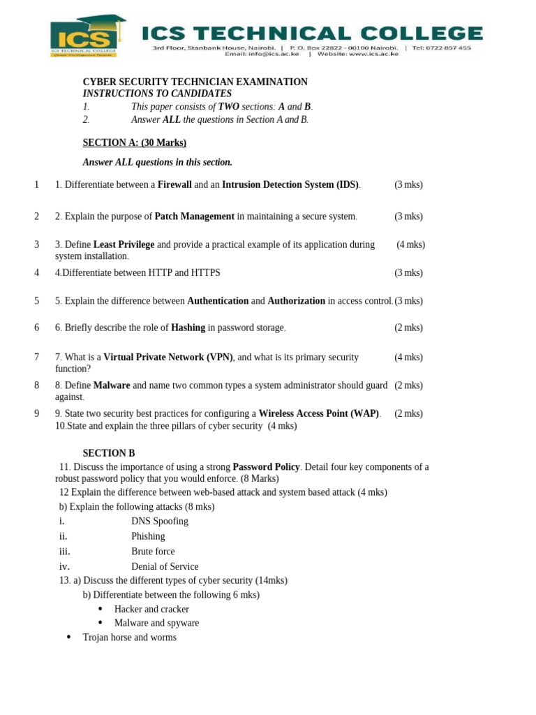 Cyber Security Technician Exam Guide | PDF