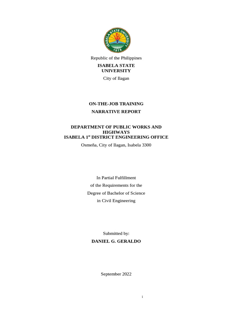 OJT Narrative Report: Civil Engineering | PDF | Surveying