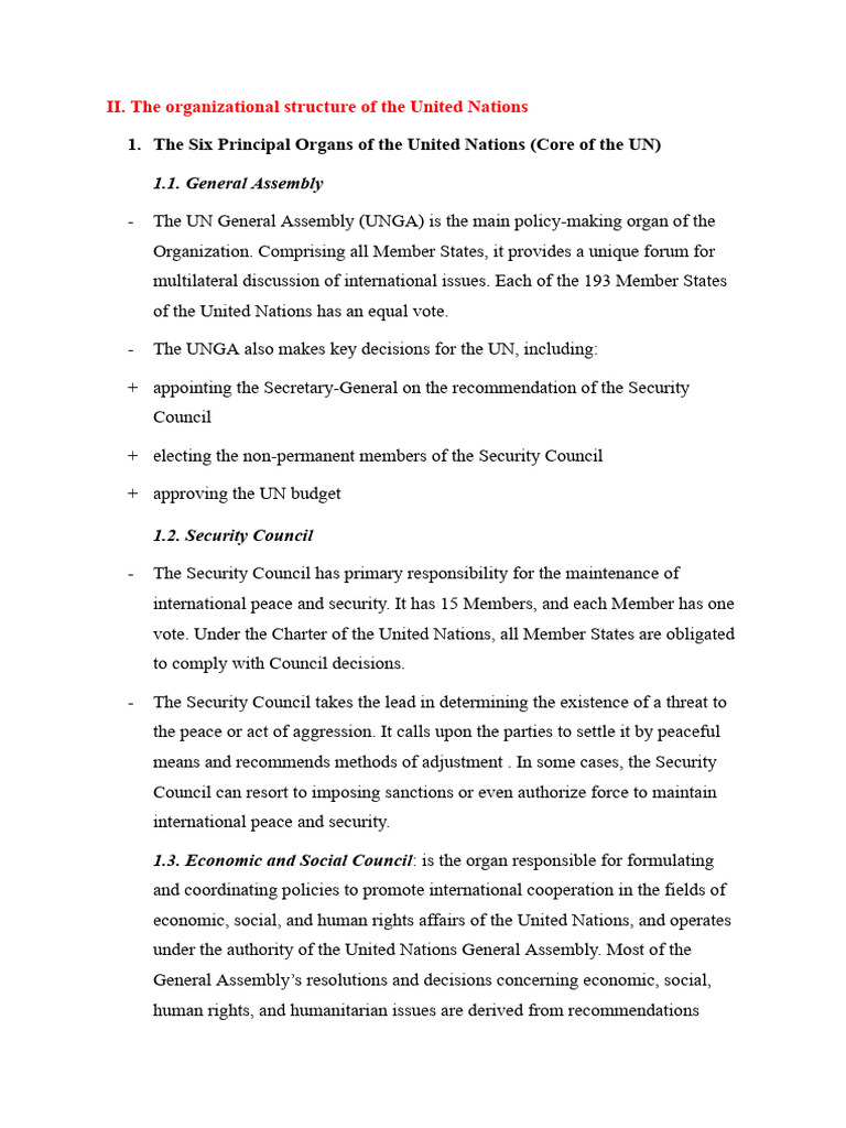 United Nations Organizational Structure | PDF | United Nations ...