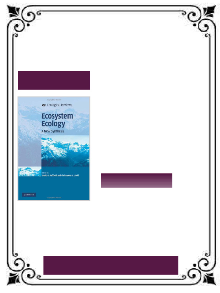 Ecosystem Ecology A New Synthesis Ecological Reviews 1st Edition David ...